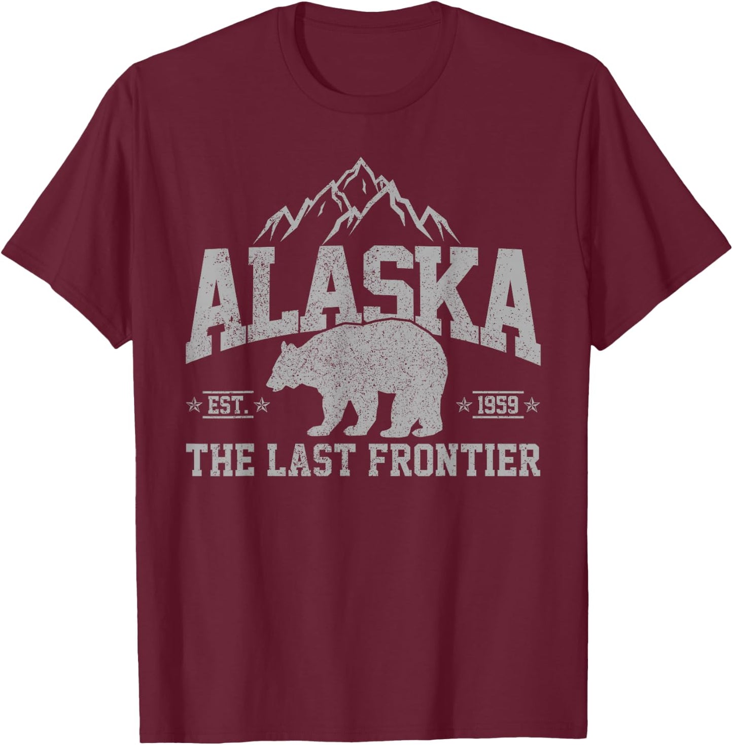 Alaska Grizzly Bear Nature Outdoor Souvenir Gift T-Shirt - T-Shirt | Maroon