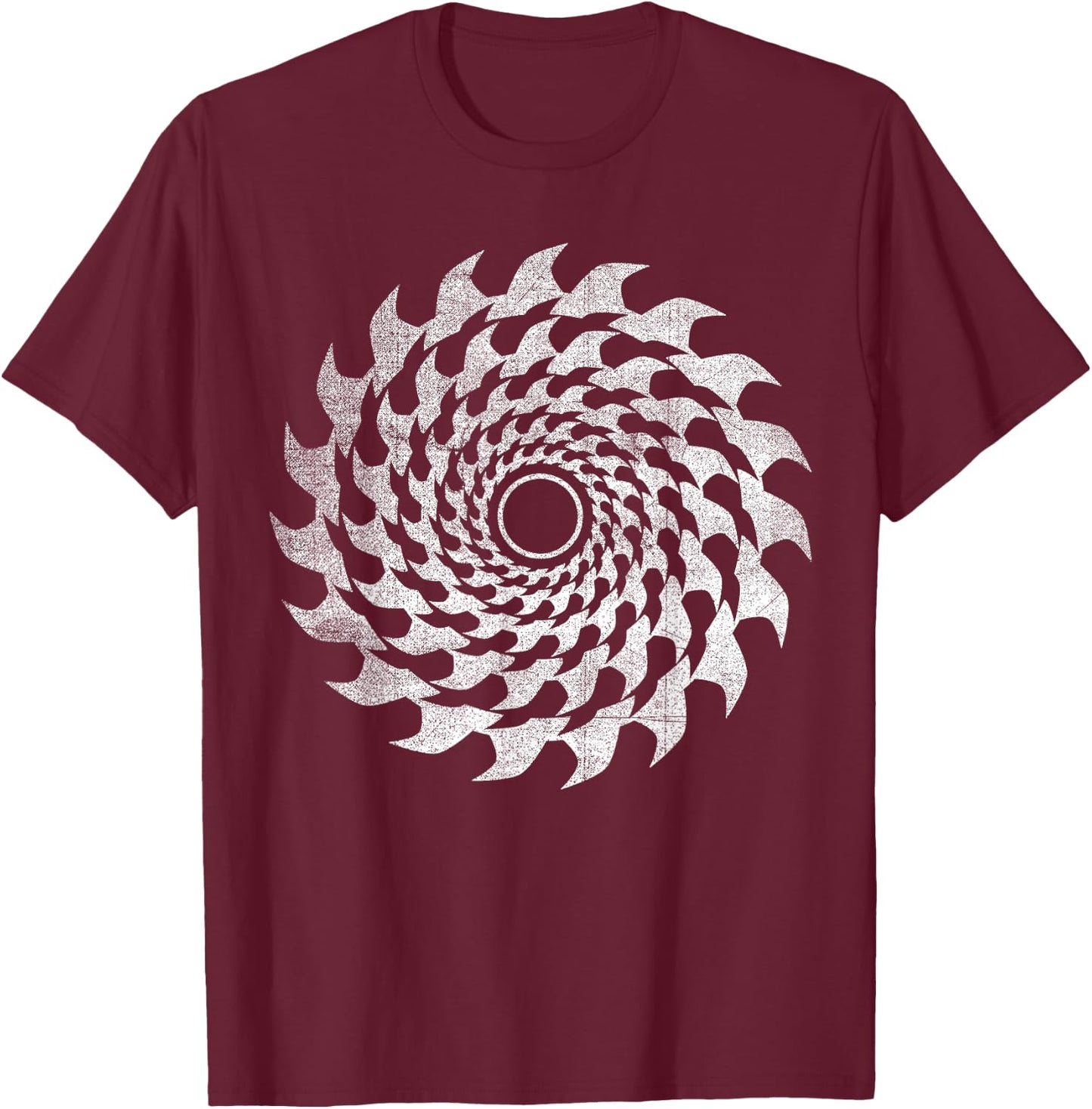 Shark Tooth Circular Saw Blade Illusion T-Shirt - T-Shirt | Maroon