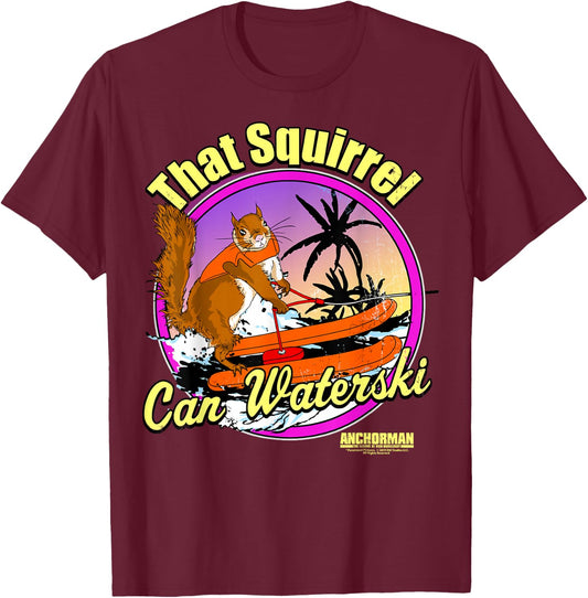 Anchorman That Squirrel Can Waterski Purple Circle T-Shirt - T-Shirt | Maroon