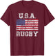 USA Rugby Shirt Women Kids American Flag Shirt T-Shirt - T-Shirt | Maroon