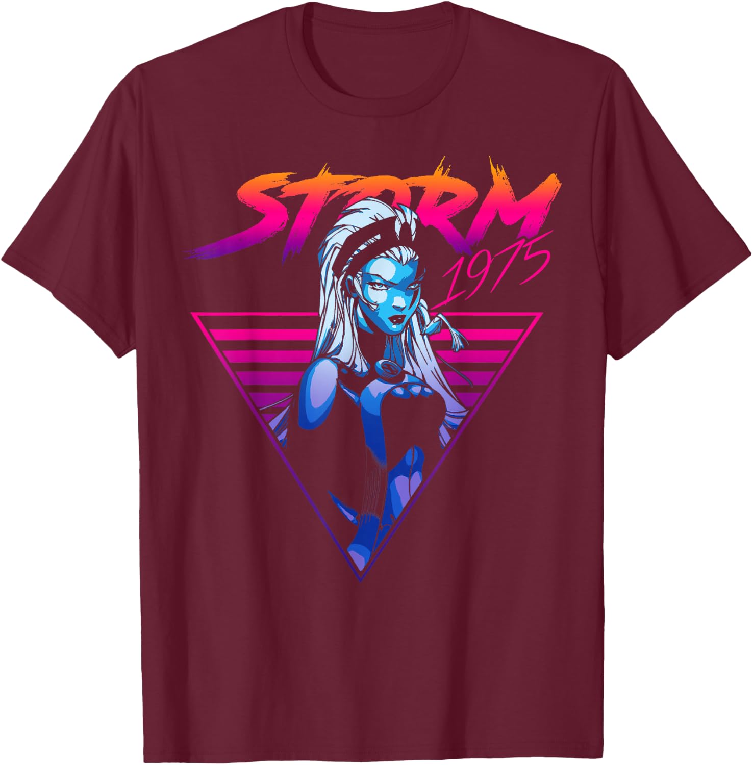 Marvel X-Men Storm 80's Retro Triangle Gradient T-Shirt - T-Shirt | Maroon