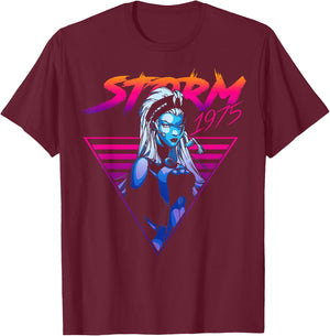 Marvel X-Men Storm 80's Retro Triangle Gradient T-Shirt - T-Shirt | Maroon