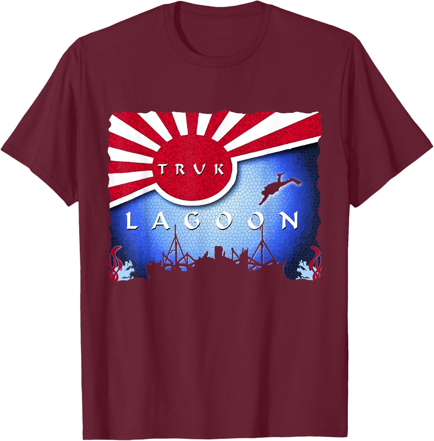 Truk Lagoon Japan Flag Wreck Dive Scuba Diving T-Shirt - T-Shirt | Maroon