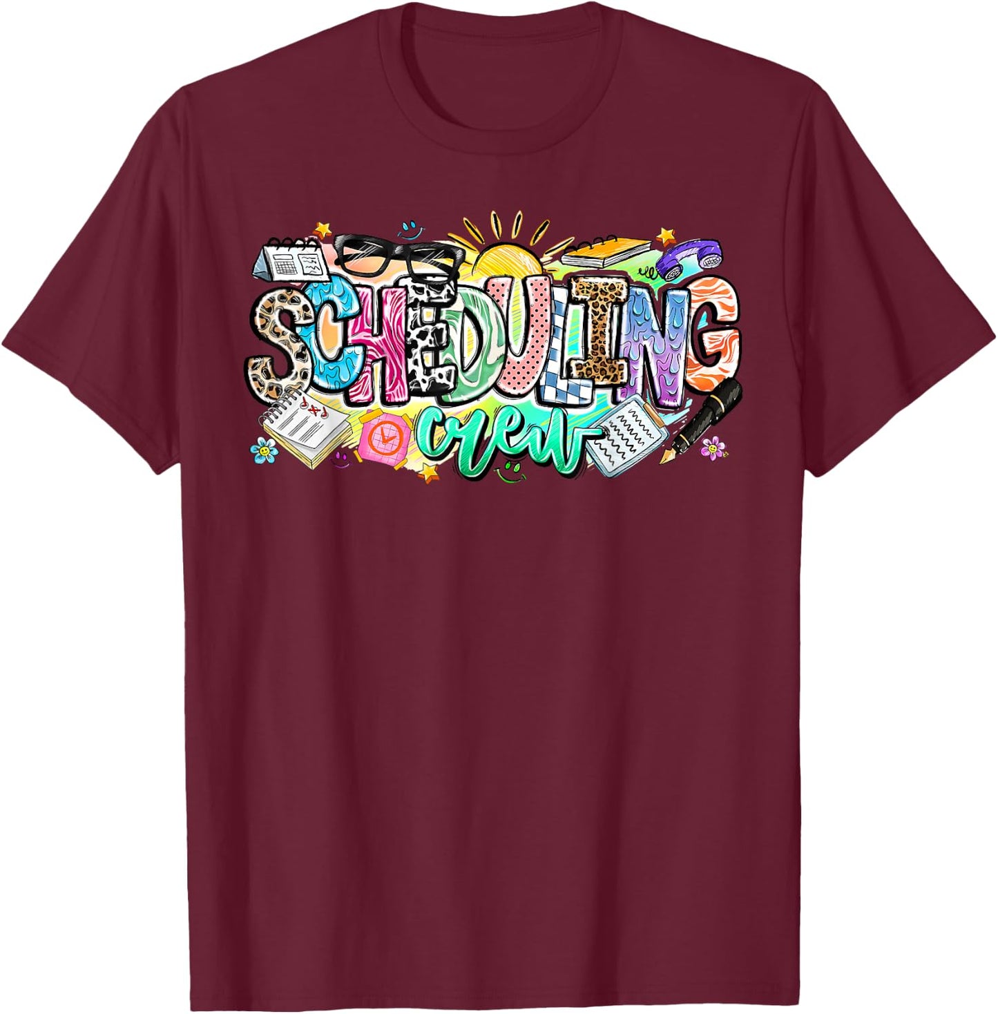 Leopard Scheduling Crew Nurse Funny Nurse Life Men Women T-Shirt - T-Shirt | Maroon