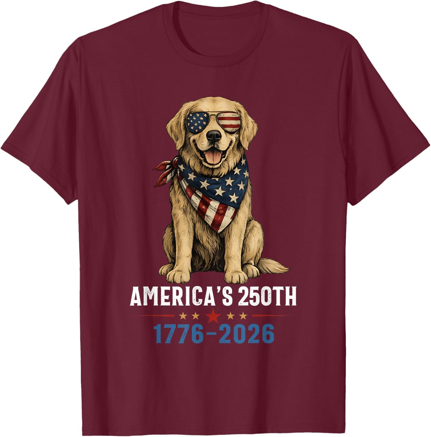 Labrador Retriever America's 250th Anniversary 1776 2026 T-Shirt - T-Shirt | Maroon