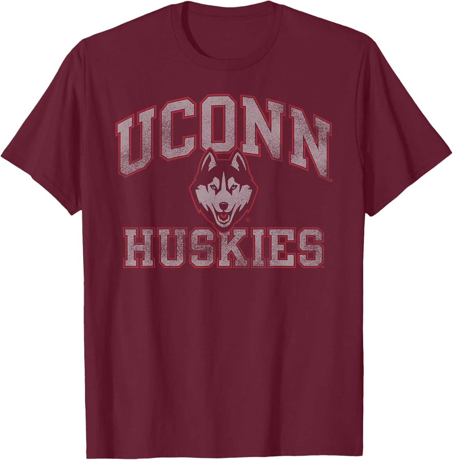 Connecticut Huskies Vintage Worn Navy Officially Licensed T-Shirt - T-Shirt | Maroon