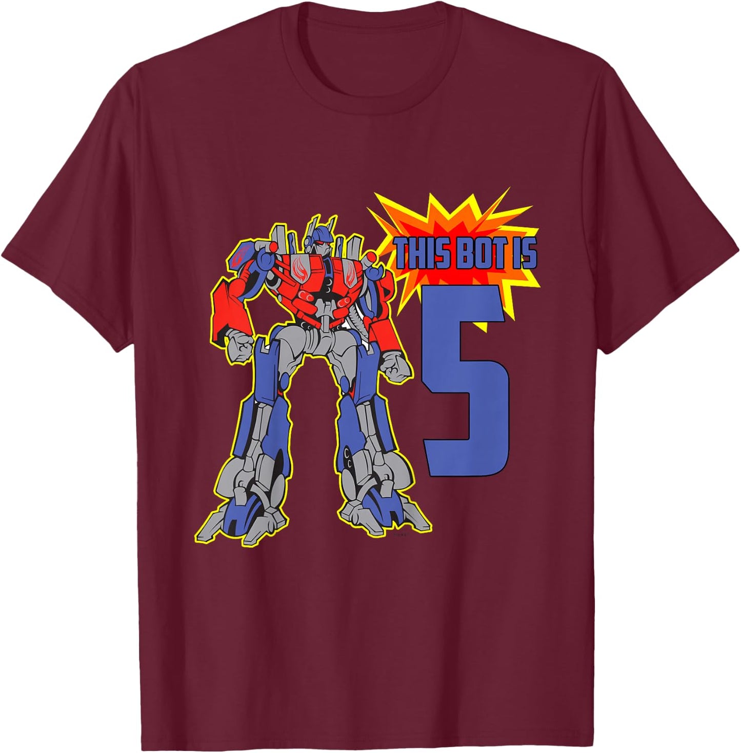 Kids 5th Birthday Bot Robot for 5 Yr Old Boys Girls T-Shirt - T-Shirt | Maroon