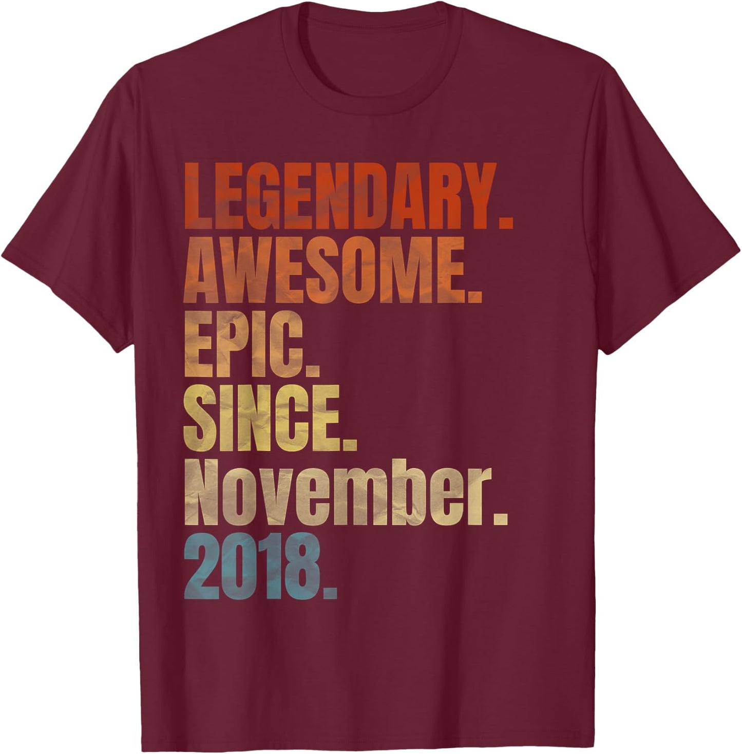 Retro Legendary Since November 2018 T Shirt 1 Years Old T-Shirt - T-Shirt | Maroon
