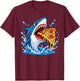 Shark Pizza Lover Foodie Fun Shark Eating Pizza Slice T-Shirt - T-Shirt | Maroon