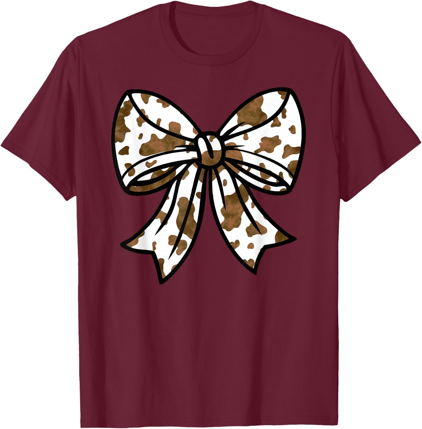 cow BROWN Bow T-Shirt - T-Shirt | Maroon