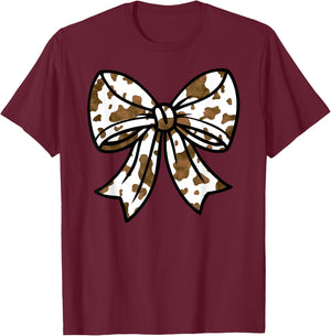 cow BROWN Bow T-Shirt - T-Shirt | Maroon
