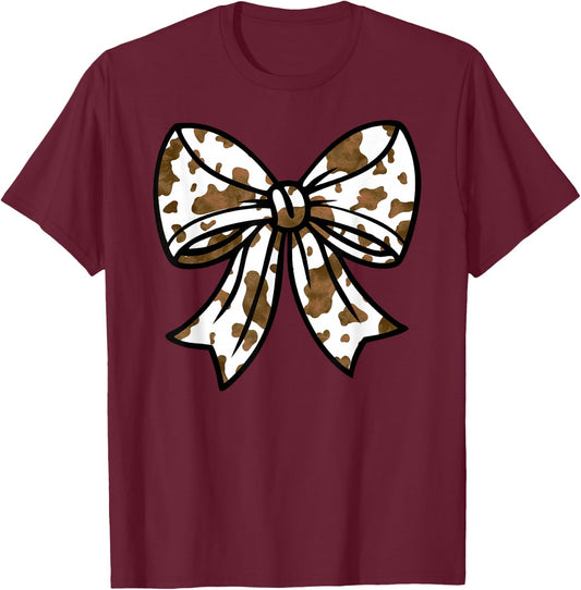 cow BROWN Bow T-Shirt - T-Shirt | Maroon