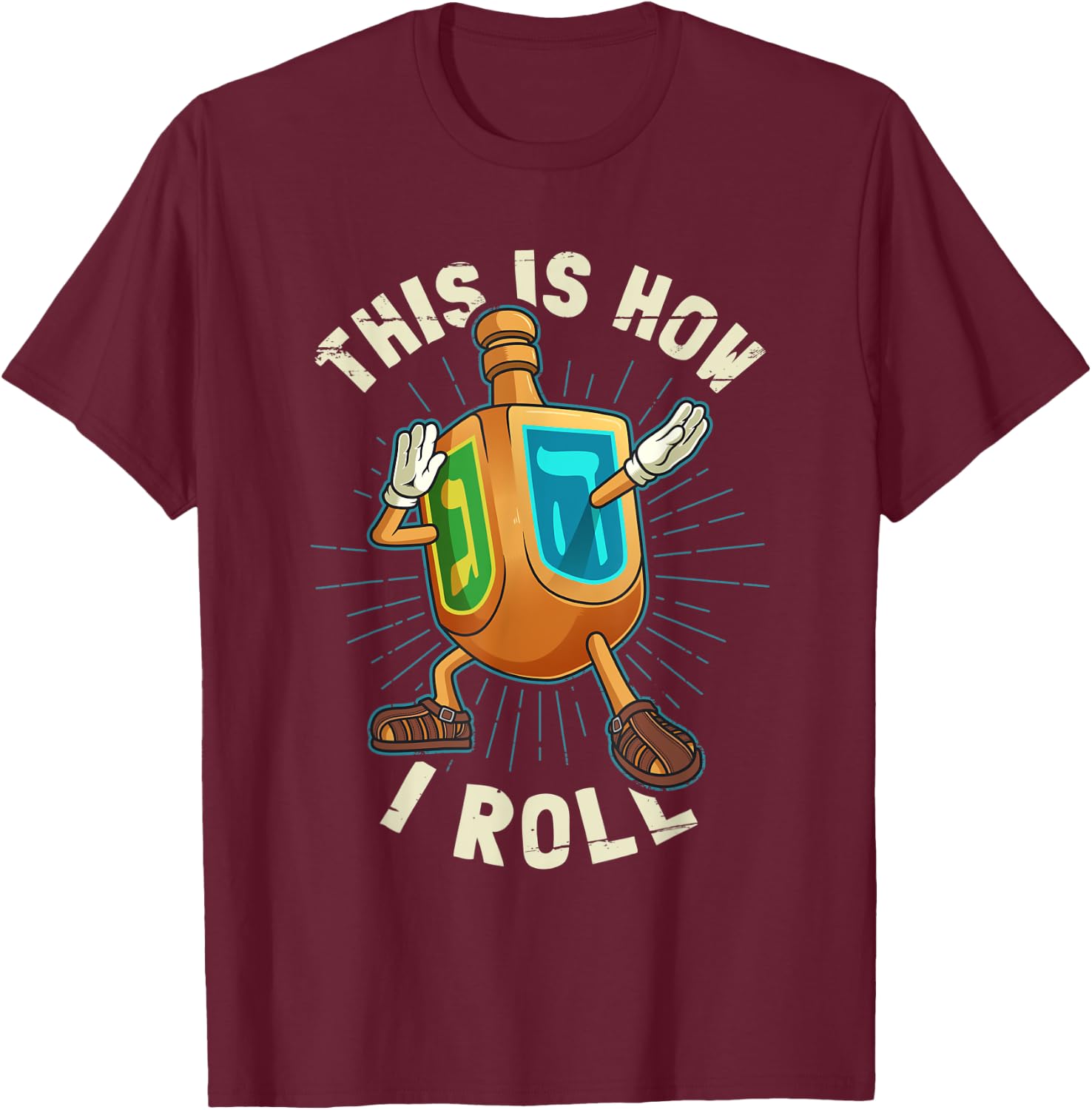 Hanukkah Dabbing Dreidel This Is How I Roll T-Shirt - T-Shirt | Maroon
