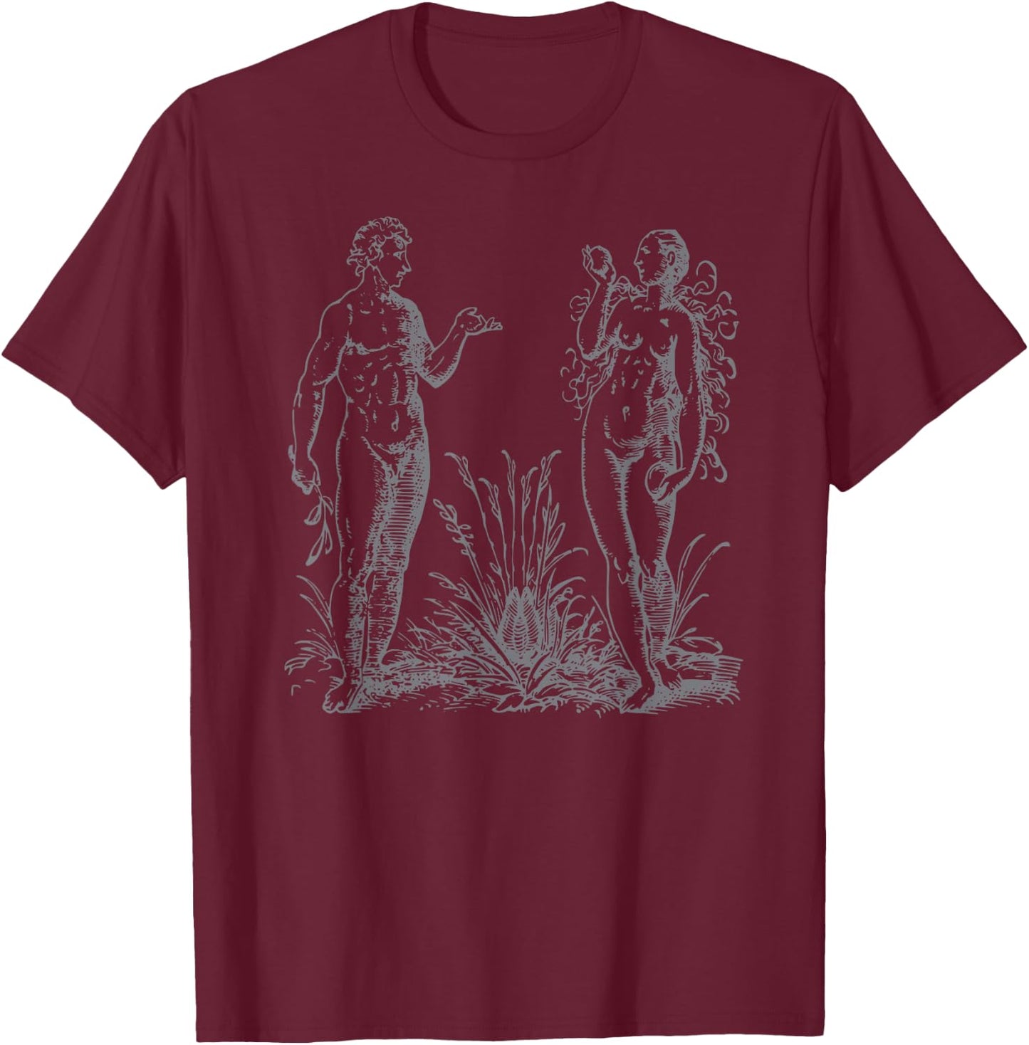 Adam and Eve Garden of Eden Religious Christian Faith T-Shirt - T-Shirt | Maroon