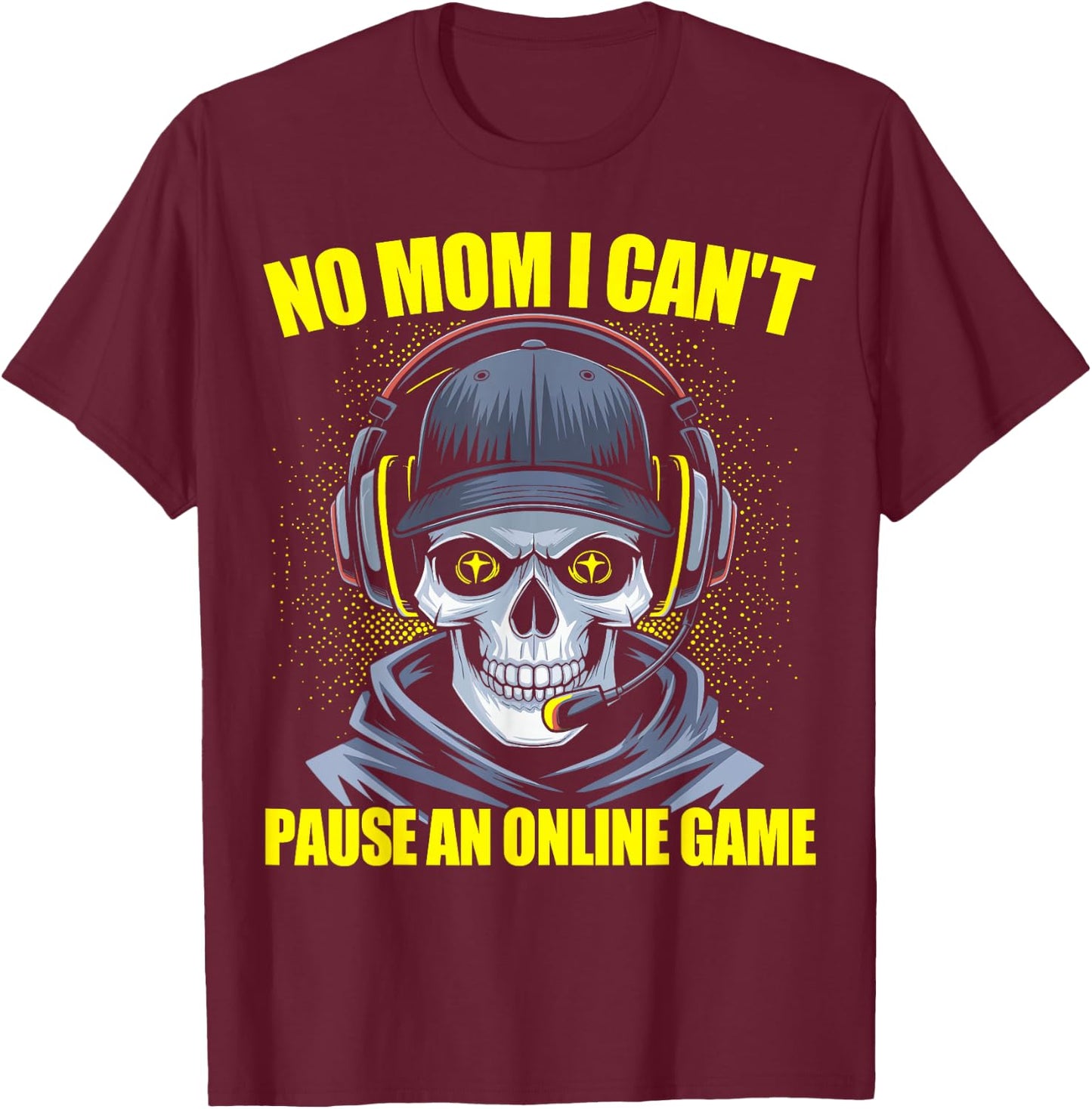 Gamer Skeleton Gaming Video Games T-Shirt - T-Shirt | Maroon
