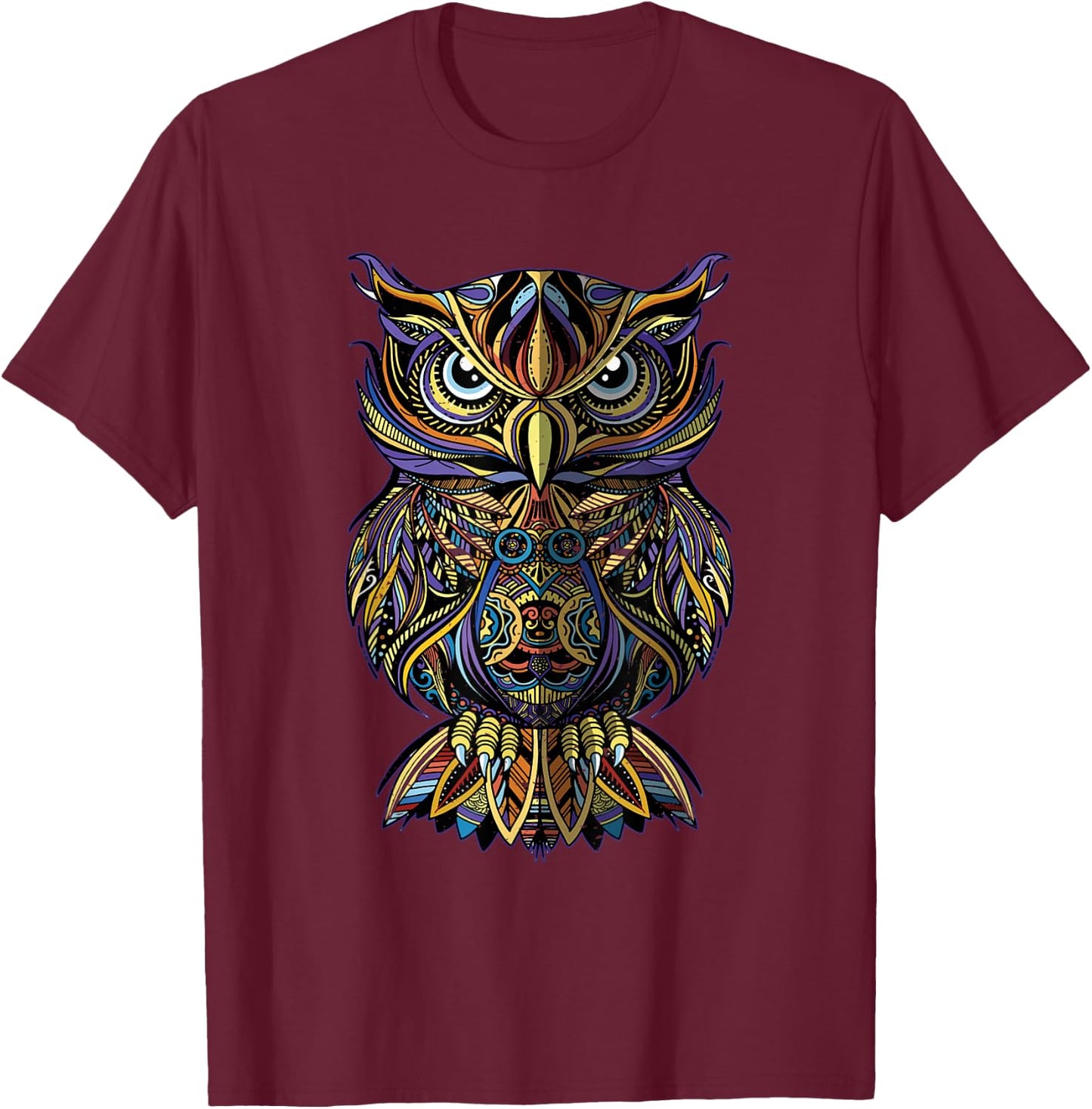 Cool Geometric Owl Unique Avian Architecture Owl Art T-Shirt - T-Shirt | Maroon