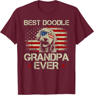 Best Doodle Grandpa Ever Shirt Goldendoodle 4th Of July Gift Men T-Shirt - T-Shirt | Maroon