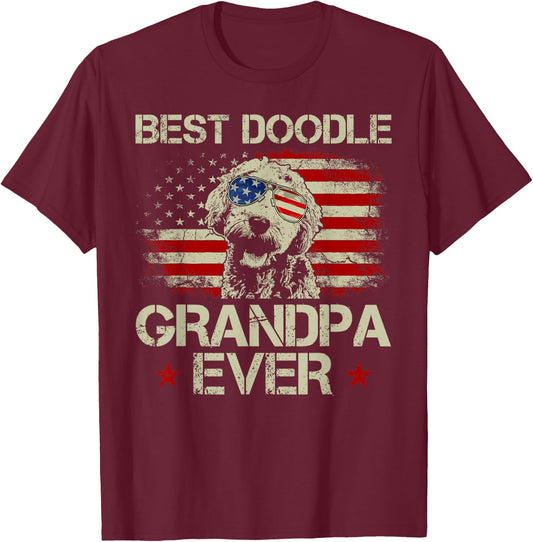 Best Doodle Grandpa Ever Shirt Goldendoodle 4th Of July Gift Men T-Shirt - T-Shirt | Maroon