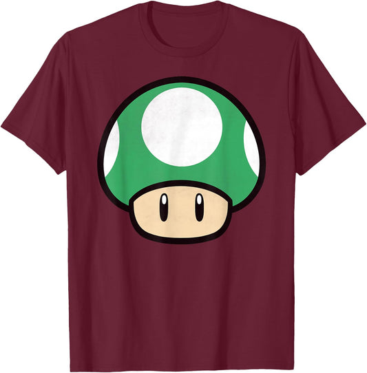 Nintendo Super Mario Big 1-Up Mushroom Graphic T-Shirt - T-Shirt | Maroon