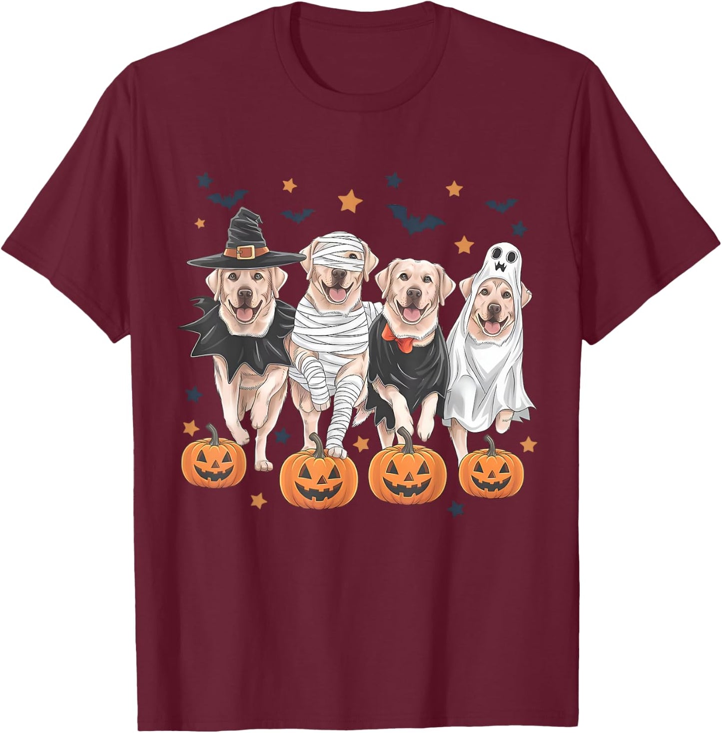 Retro Witch Labrador Retriever Halloween Labrador Dog Lover T-Shirt - T-Shirt | Maroon