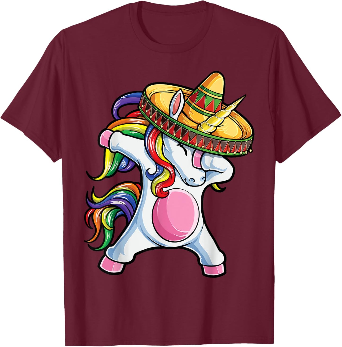 Dabbing Unicorn Shirt Cinco de Mayo Kids Girls Women Mexican T-Shirt - T-Shirt | Maroon