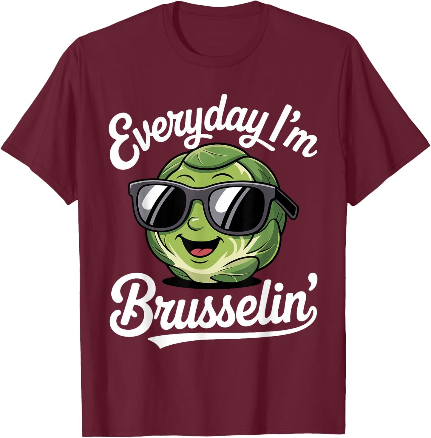 Funny Brussels Sprout Art Women Kids Vegetable Lover T-Shirt - T-Shirt | Maroon