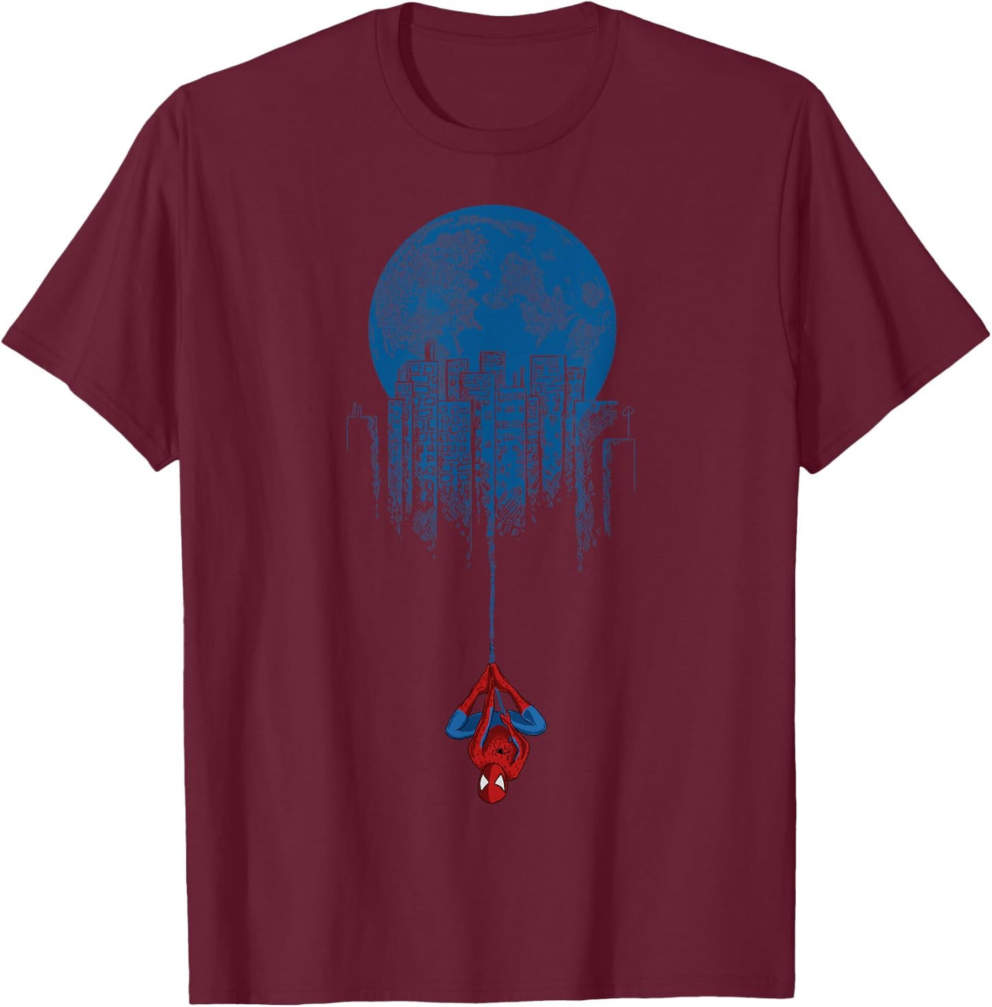 Marvel Spider-Man Blue Steel Moon Hang Graphic T-Shirt - T-Shirt | Maroon