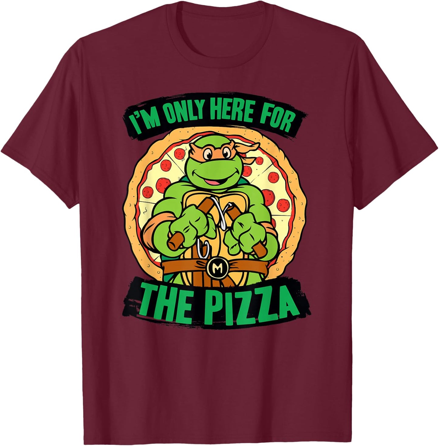 Teenage Mutant Ninja Turtles Here for Pizza T-Shirt - T-Shirt | Maroon