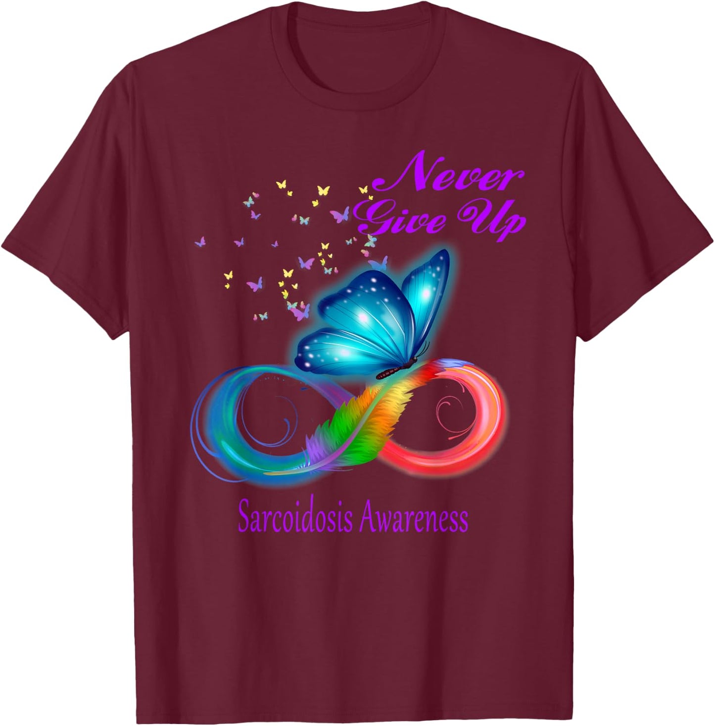 Butterfly Sarcoidosis Awareness T-Shirt - T-Shirt | Maroon