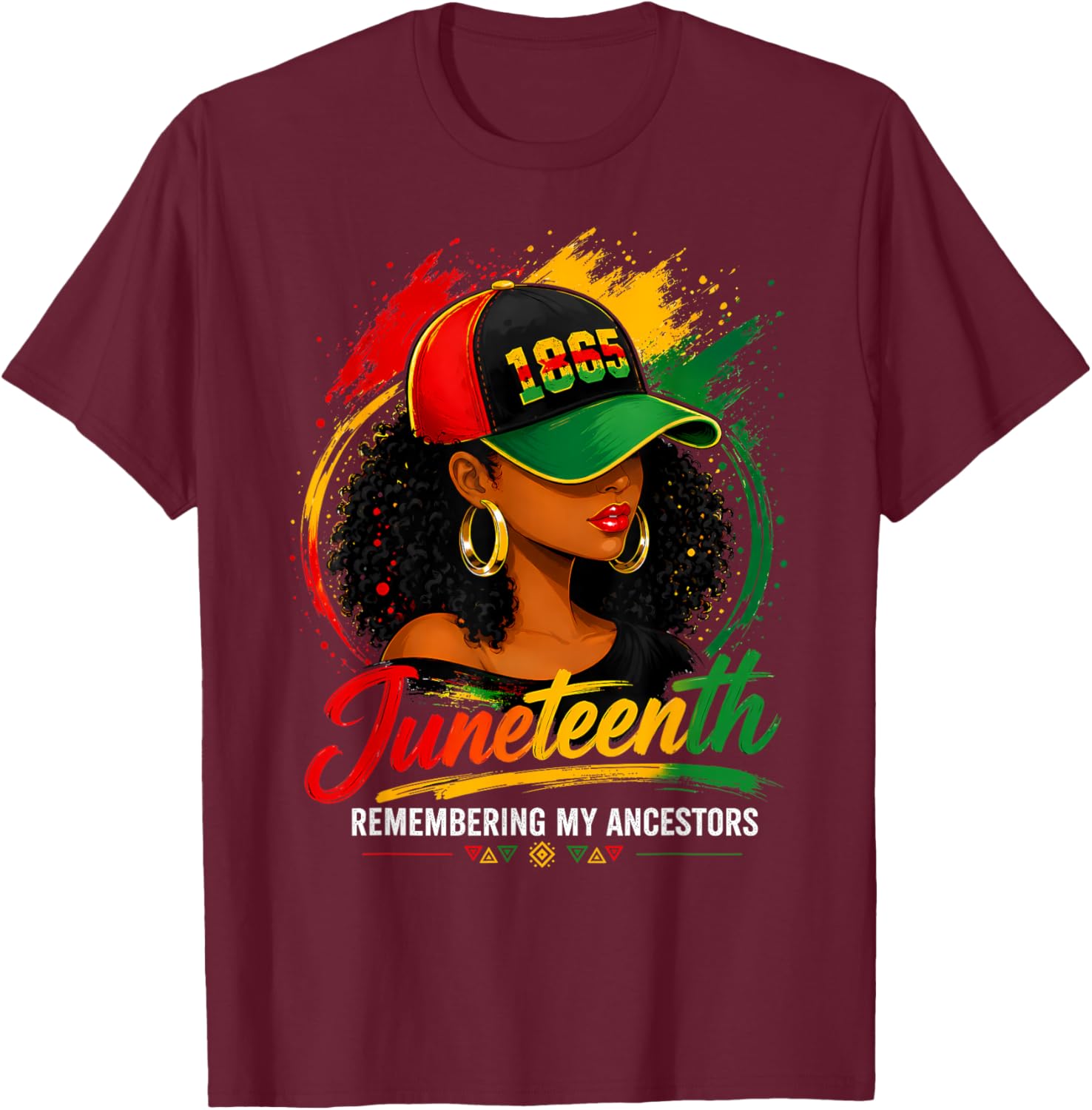 Juneteenth Shirts Women Remembering My Ancestors Black Woman T-Shirt - T-Shirt | Maroon