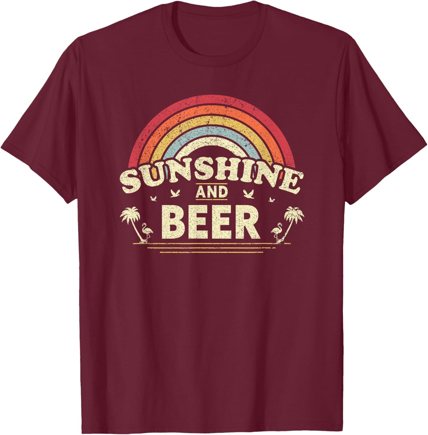 Beer Sunshine and Beer Shirt Vintage Women T-Shirt - T-Shirt | Maroon