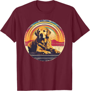 Vintage Golden Retriever Retro Sun Dog Lover T-Shirt - T-Shirt | Maroon
