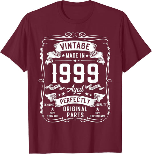 Vintage 1999 27yr 27th Birthday Gifts 27 Years Old T-Shirt - T-Shirt | Maroon