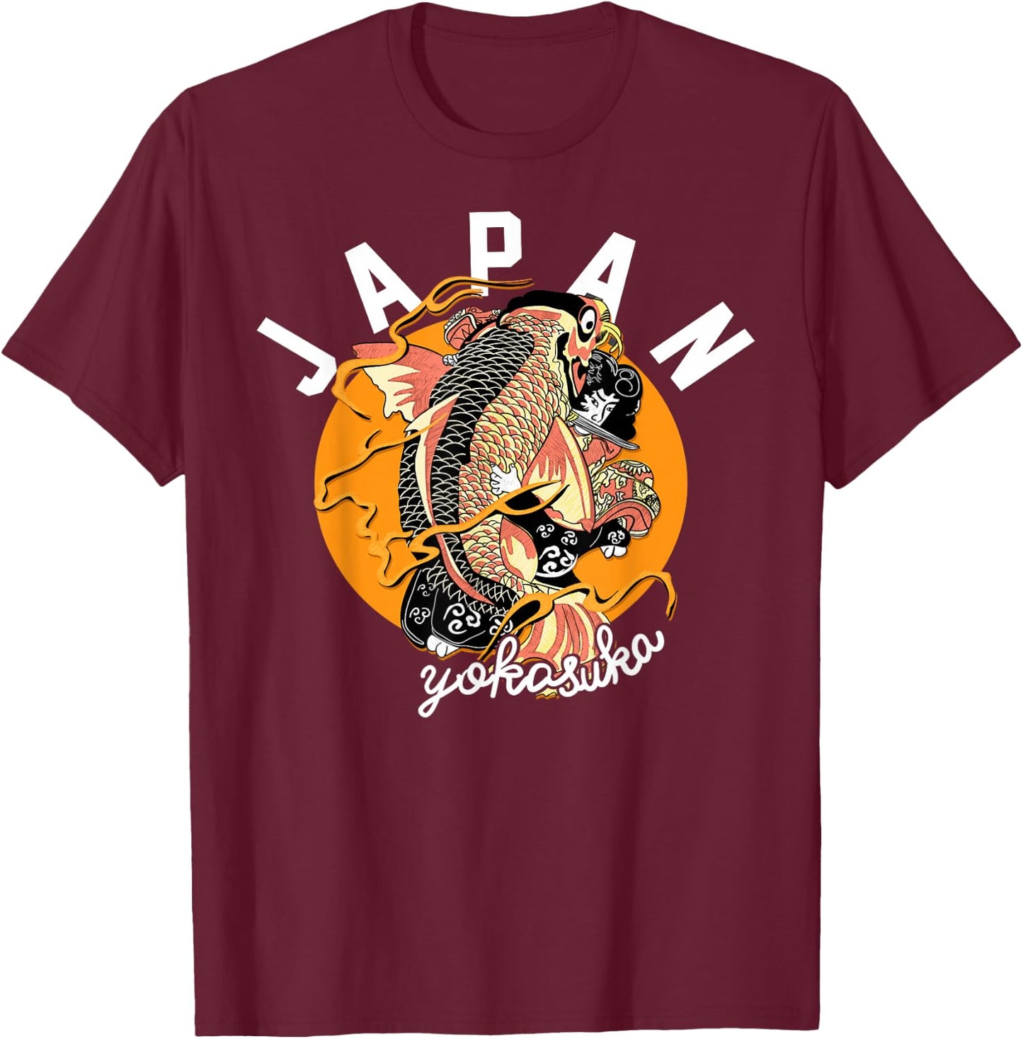 Yokosuka Japan Shirt Koi Fish Japanese T-Shirt - T-Shirt | Maroon