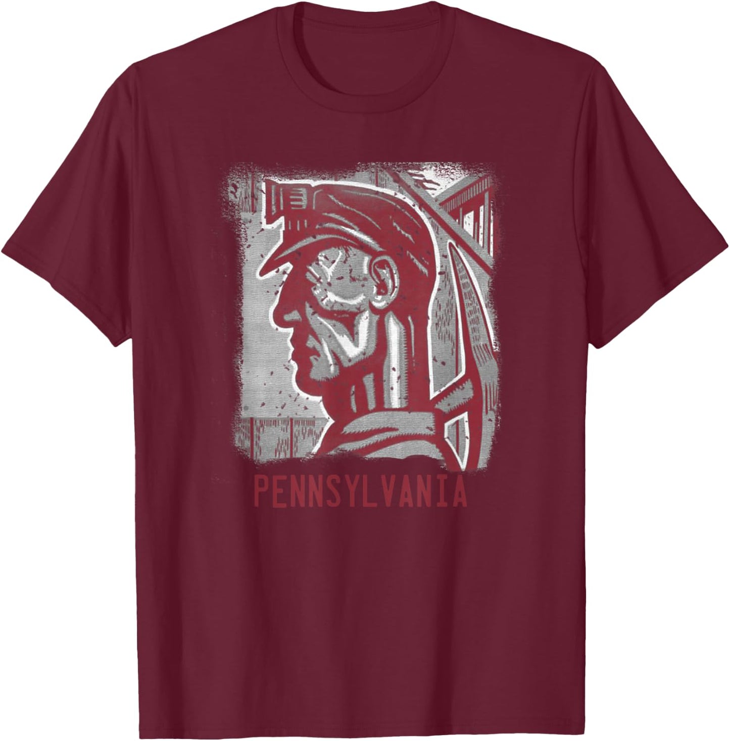 Coal Miner Pennsylvania Distressed Vintage Art Poster T-Shirt - T-Shirt | Maroon