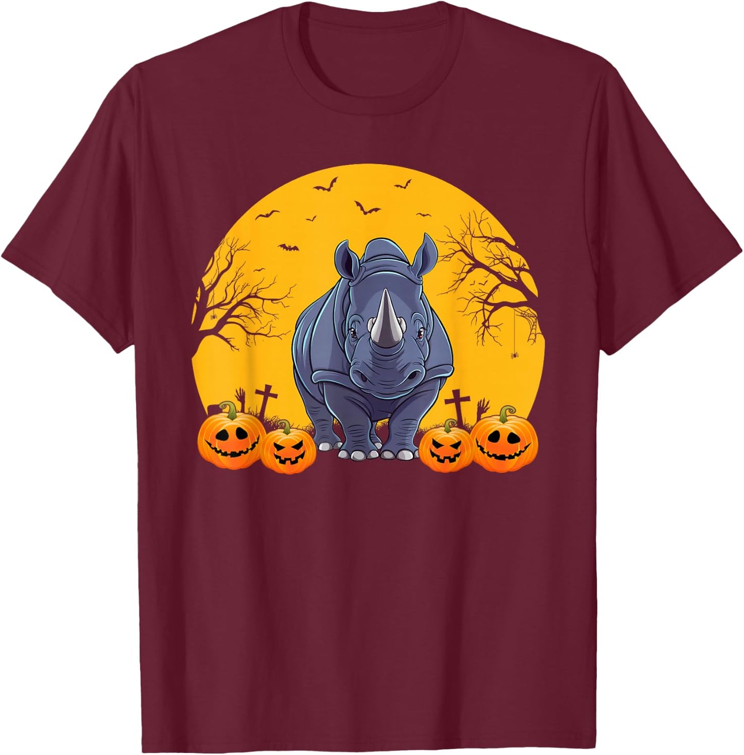 Rhino Lovers Men Women Kids Matching Halloween Costume T-Shirt - T-Shirt | Maroon