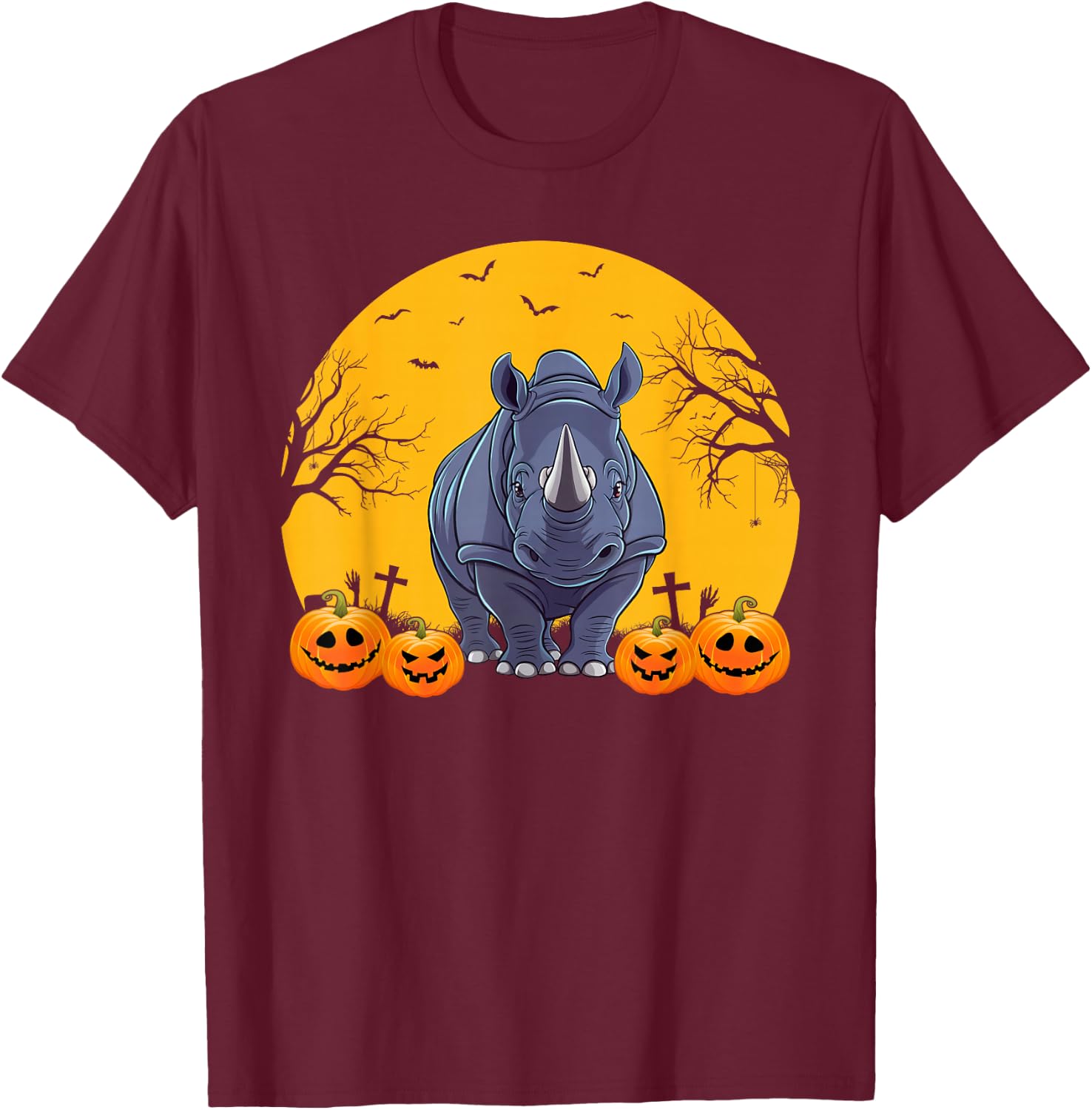Rhino Lovers Men Women Kids Matching Halloween Costume T-Shirt - T-Shirt | Maroon