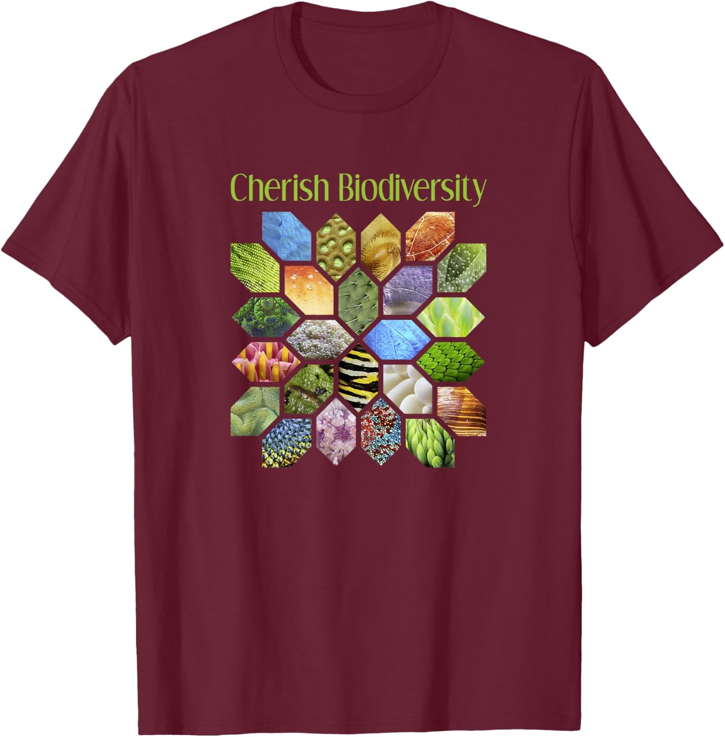 Cherish Biodiversity Science T-Shirt - T-Shirt | Maroon