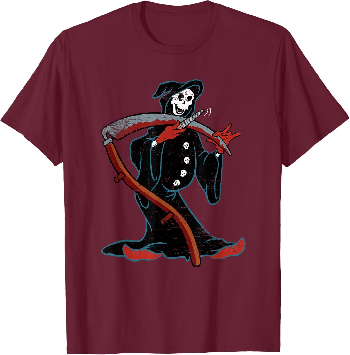 Vintage WW2 Hellcat Squadron VF-35 Grim Reapers T-Shirt - T-Shirt | Maroon