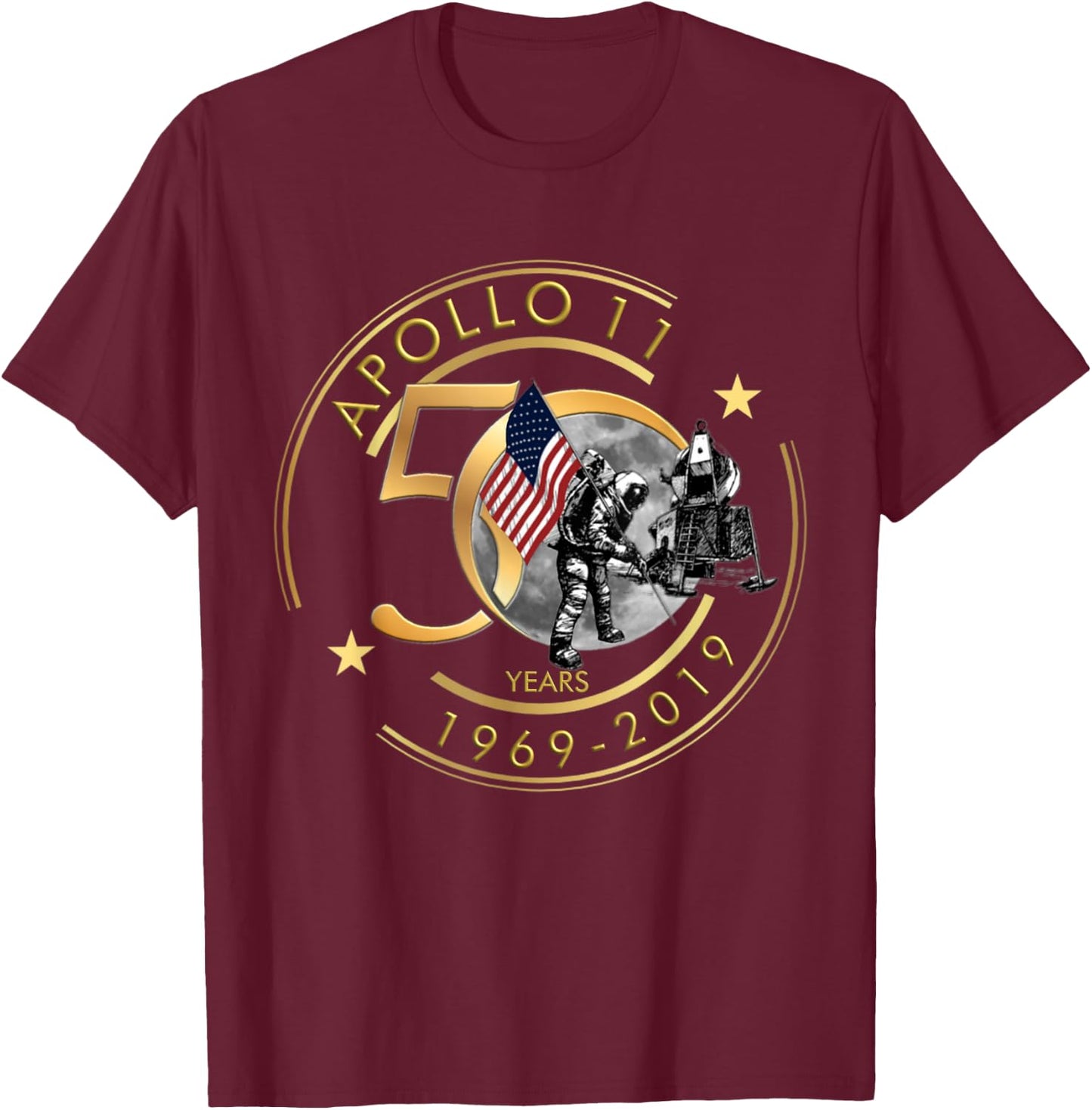 Apollo 11 50th Anniversary Moon Landing 1969 2019 Gift T-Shirt - T-Shirt | Maroon