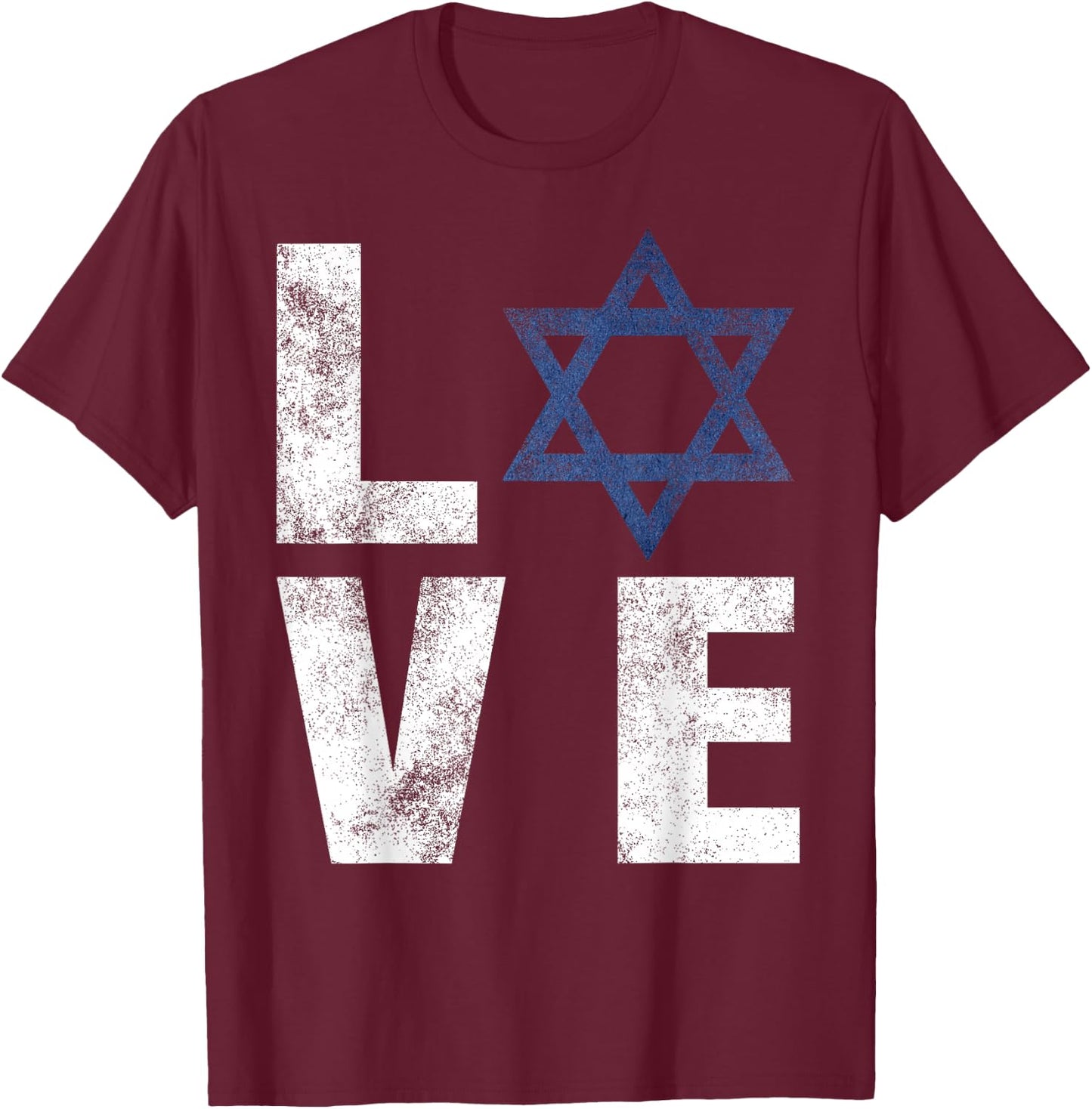 Retro I Love Israel Shirt Jewish Gifts Star of David Israeli T-Shirt - T-Shirt | Maroon