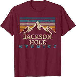 Jackson Hole Wyoming Vintage Mountains Nature Souvenir Gift T-Shirt - T-Shirt | Maroon