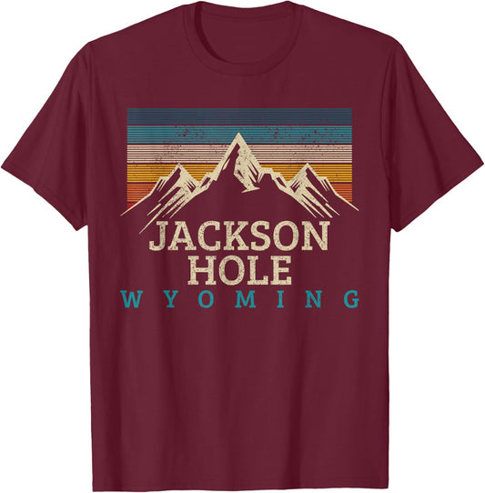 Jackson Hole Wyoming Vintage Mountains Nature Souvenir Gift T-Shirt - T-Shirt | Maroon