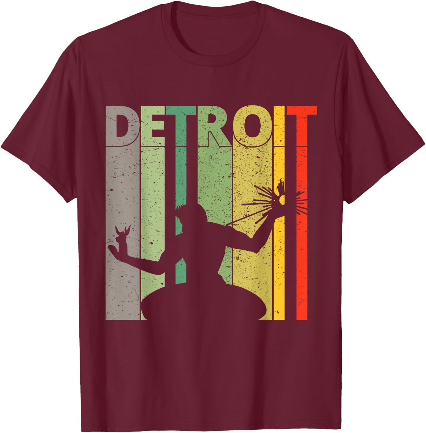 Vintage Spirit of Detroit Retro Detroit T-Shirt - T-Shirt | Maroon