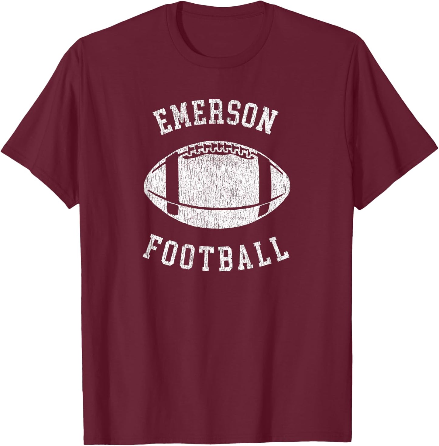 Emerson Football Distressed Vintage 80's Throwback Classic T-Shirt - T-Shirt | Maroon