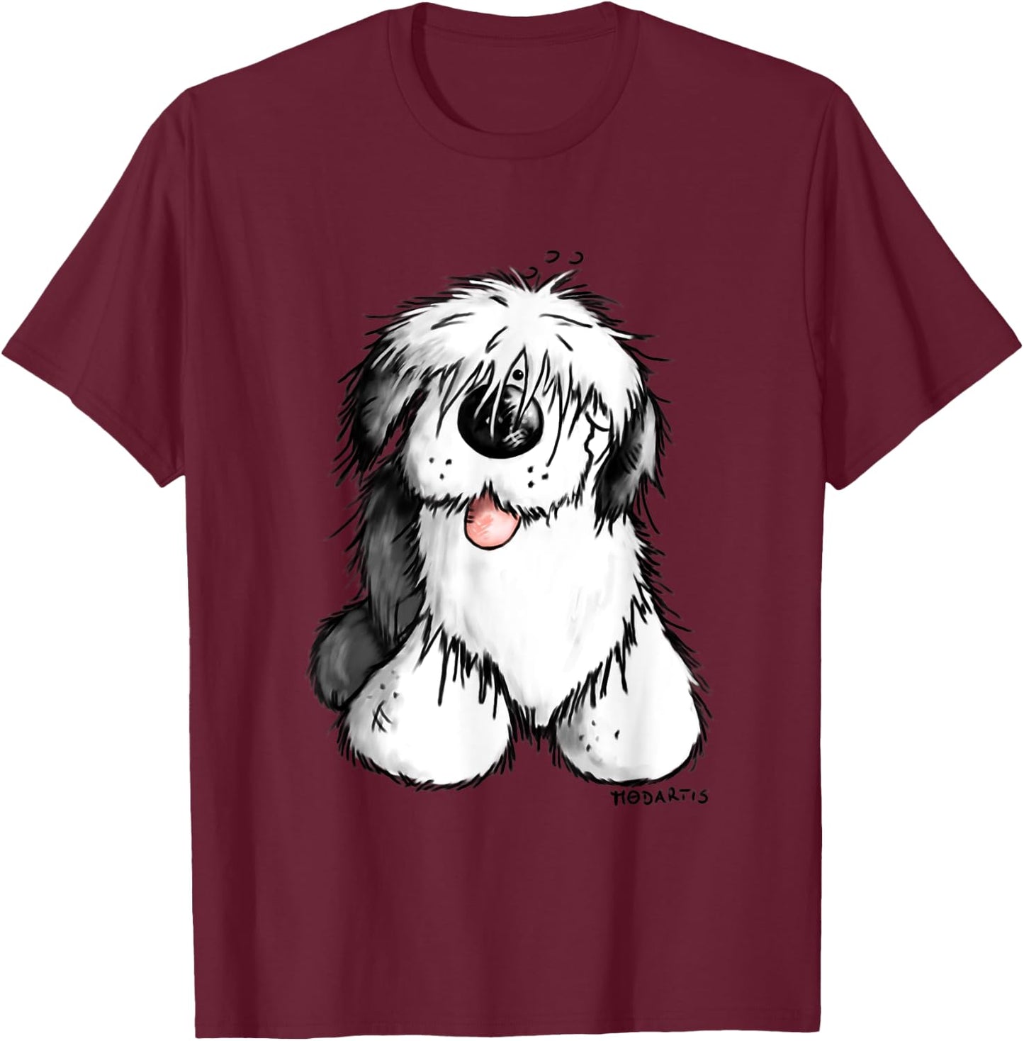 Happy Old English Sheepdog I For A Dog Or Bobtail Lover Men Women Girls Kids T-Shirt - T-Shirt | Maroon