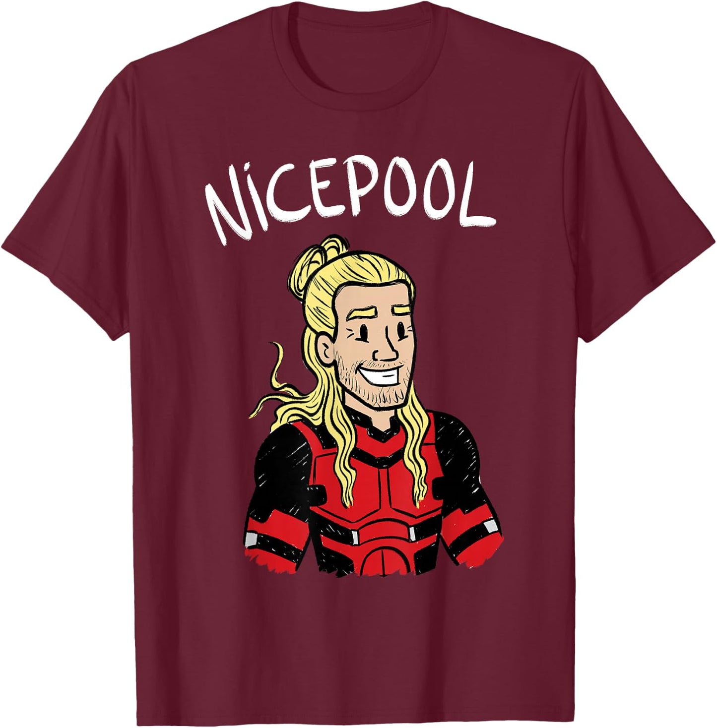 Marvel Deadpool & Wolverine Deadpool Corps Nicepool Doodle T-Shirt - T-Shirt | Maroon