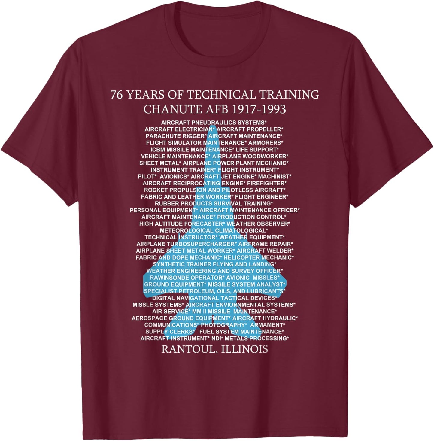 Chanute AFB F-15 EagleT-Shirt Rantoul, Illinois T-Shirt - T-Shirt | Maroon