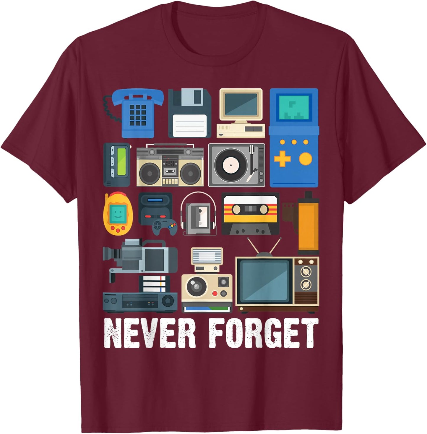 Retro Vintage Style 90's Technology Old Gadgets Lover T-Shirt - T-Shirt | Maroon