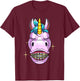Cool Unicorn With Dental Braces Funny Horn Horse Smile Gift T-Shirt - T-Shirt | Maroon